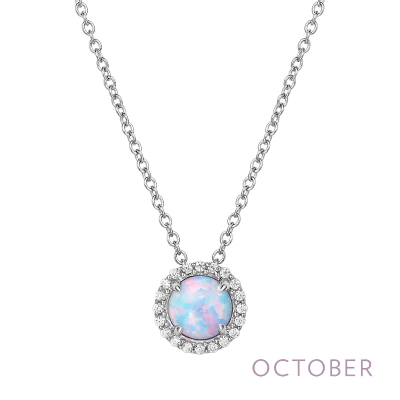 Women’s necklaces with large gemstones-Lafonn Simulated Diamond & Opal Birthstone Necklace - October BN001OPP