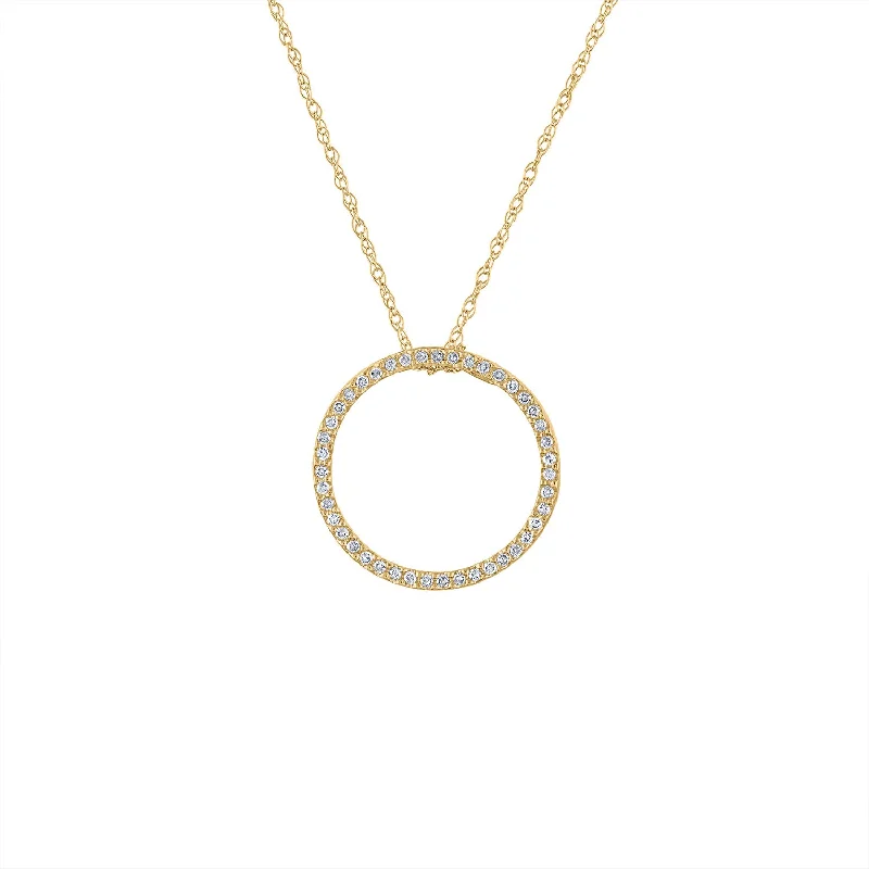 Women’s chunky necklaces-14KT GOLD MEDIUM DIAMOND OPEN CIRCLE NECKLACE