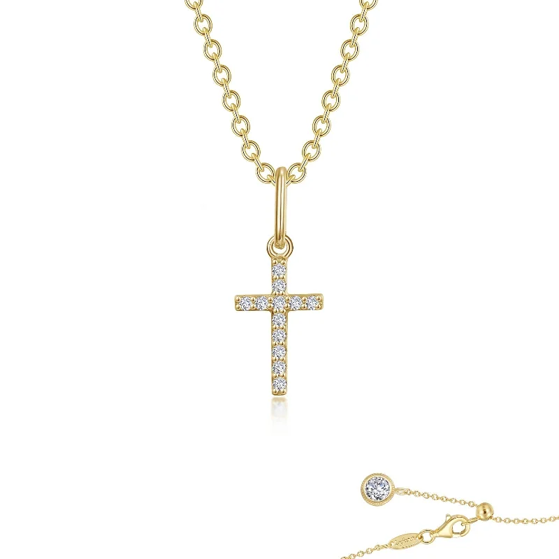 Custom-designed necklaces for women-Lafonn Simulated Diamond 0.40ct Mini Cross Necklace N0237CLG