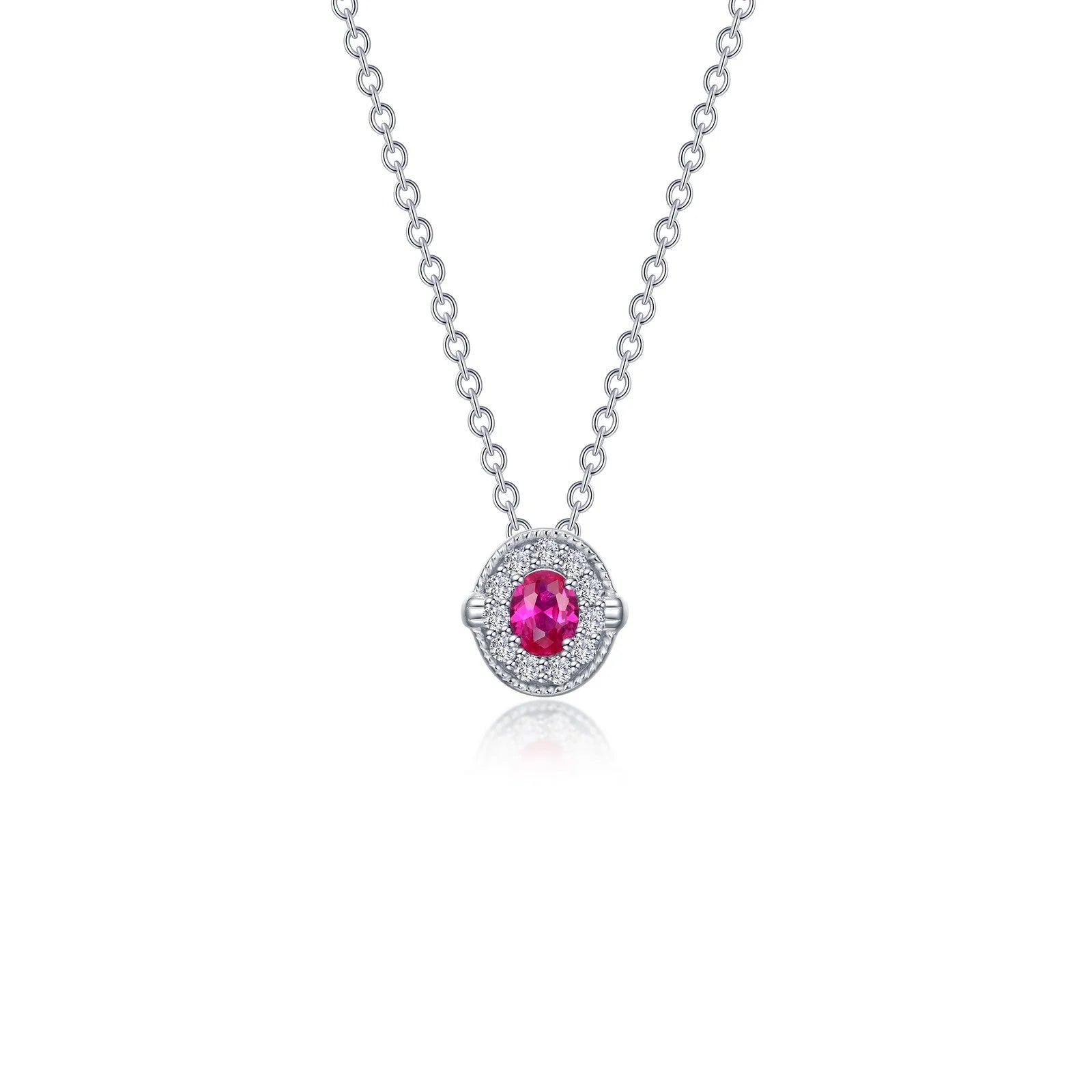 Timeless necklaces with simple pendants-Lafonn Simulated Diamond & Ruby Halo Necklace N0320CRP20