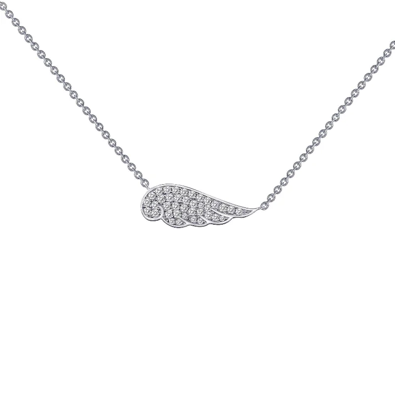 Elegant silver necklaces with diamonds-Lafonn Simulated Diamond 0.33ct Angel Wing Necklace N0018CLP