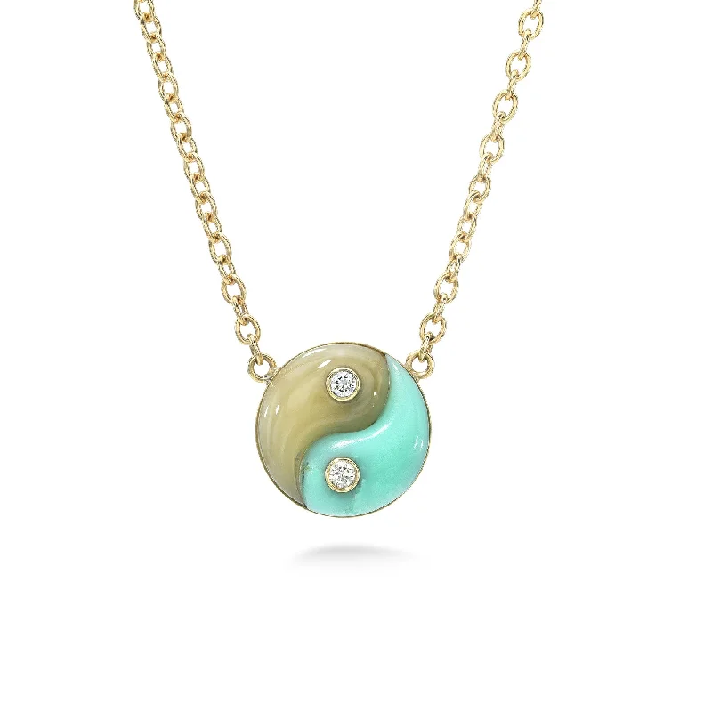 Personalized necklaces for women with names-Double the charm, double the balance—this chrysoprase and ye...