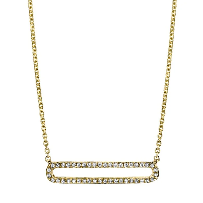 Fashionable necklaces for women with crystals-14K Yellow Gold 0.15ct. Pave Diamond Fashion Necklace