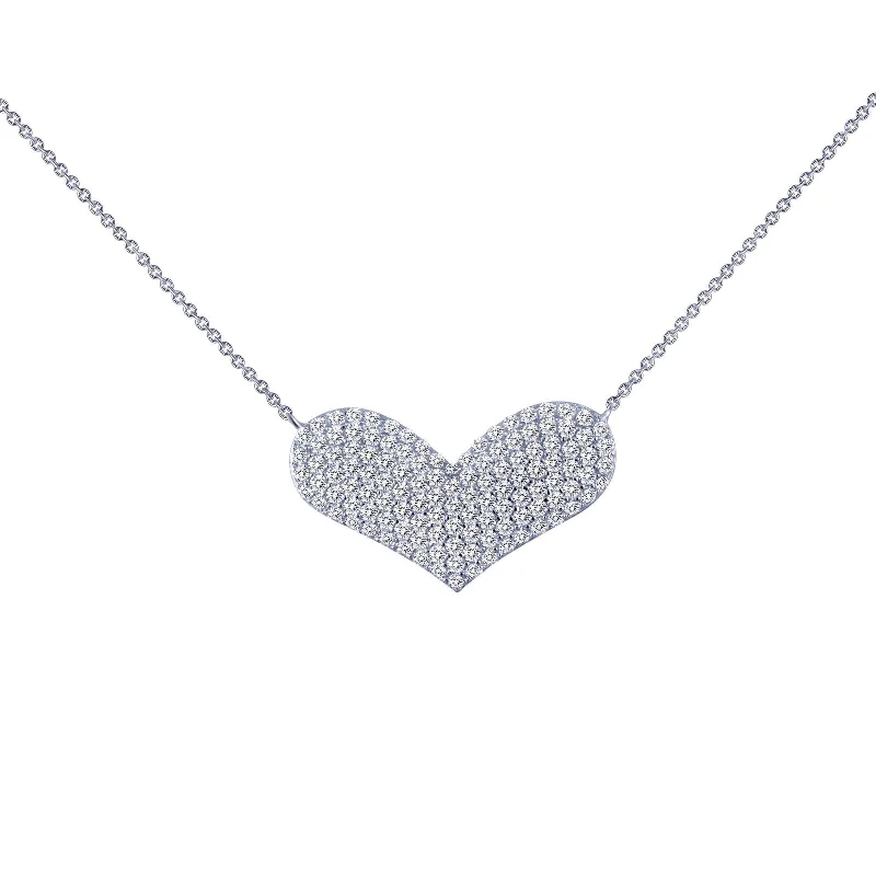 Women’s geometric necklaces-Lafonn Simulated Diamond 1.21ct Heart Necklace N0041CLP