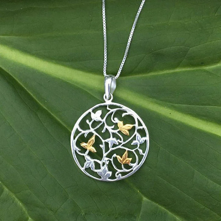 Luxury gold necklaces for women-Flowering Vines Necklace - Sterling Silver/Gold, Indonesia