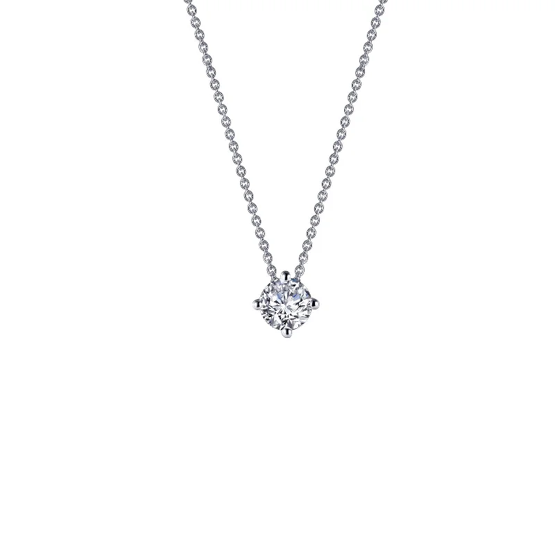 Minimalist silver necklaces for women-Lafonn Simulated Diamond 0.50ct East West Prong Solitaire Necklace N0172CLP