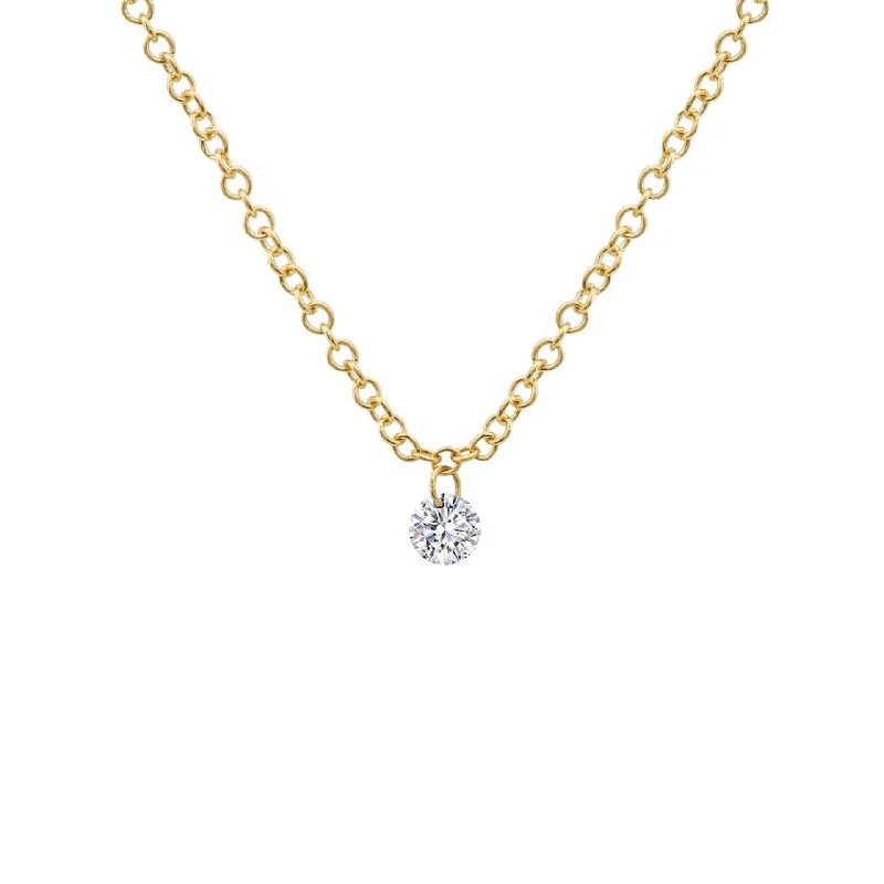 Elegant multi-layer necklaces for women-Floating Round Diamond Necklace