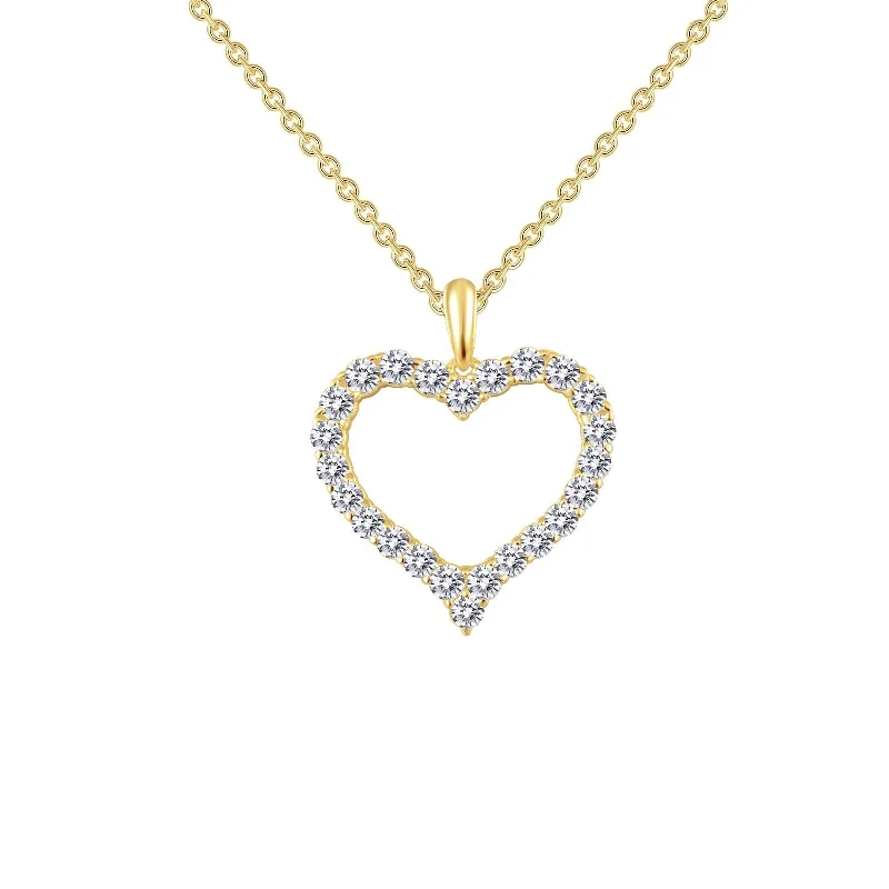 Women’s necklaces with garnet pendants-Lafonn Simulated Diamond Open Heart Pendant Necklace P0146CLG