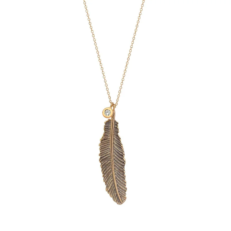 Custom necklaces for women with initials-Maxi Feather Necklace