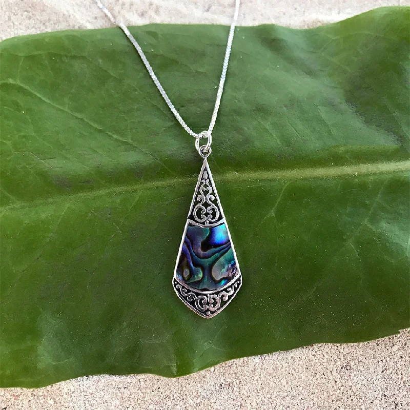 Custom necklaces with matching bracelets-Abalone Filigree Necklace - Sterling Silver, Indonesia