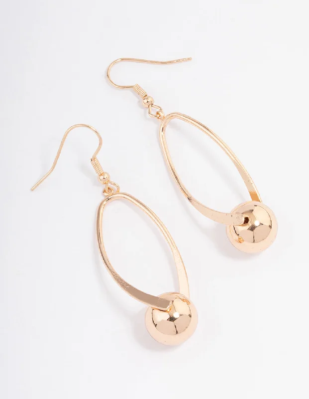 Women’s earrings with matching bracelets-Gold Twisted Ball Drop Earrings