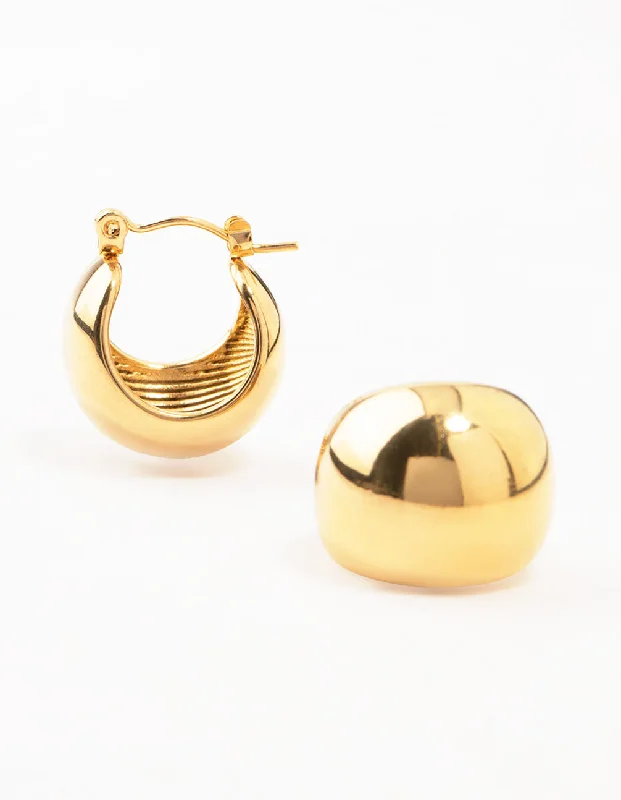 Chic drop earrings for women-Waterproof Gold Plated Stainless Steel Bubble Hoop Earrings