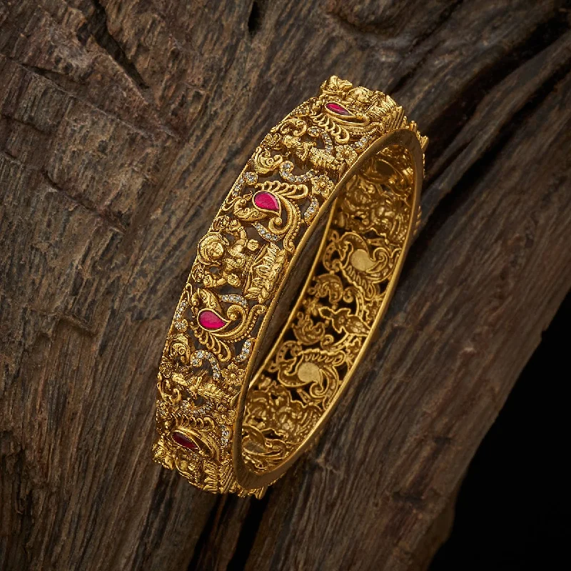 Beautiful bangles with enamel designs-Silver Temple Bangle 162674