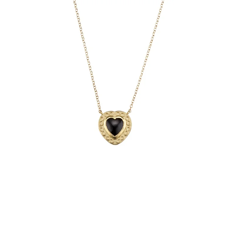 Luxury gold necklaces for women-Black Onyx Inifity Heart Necklace