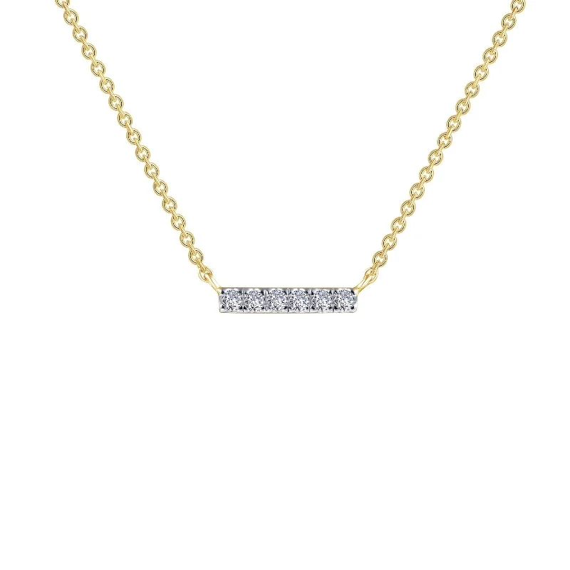 Luxury silver necklaces for women-Lafonn Simulated Diamond Dainty Bar Necklace N0096CLT