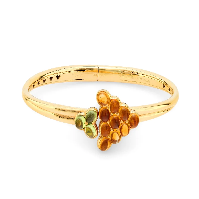 Simple gold bangles for women-Mauboussin Paris 7.40 total weight gemstone 18k yellow gold bangle