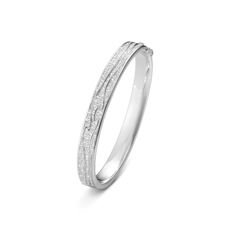 Custom bangles for women with initials-Fusion 18K White Gold Bangle w. Diamonds 2.06 ct