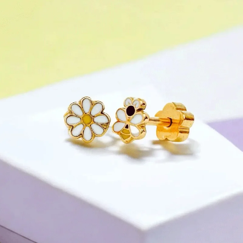 Statement necklaces for women with crystals-Tiny Kid's Bee Flower Earrings, Thailand