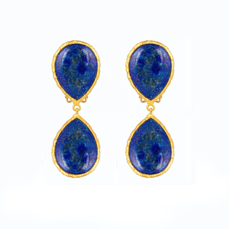 Statement earrings for women with large gemstones-Sail Earrings Lapis