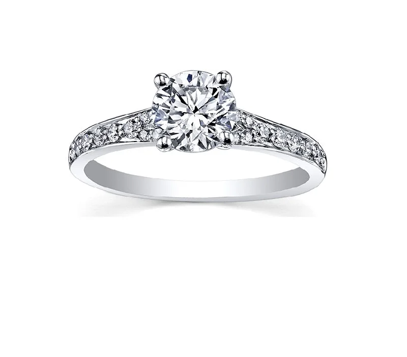 Women’s engagement rings with mixed metals-18kt White Gold 0.73cttw Canadian Diamond Center Engagement Ring