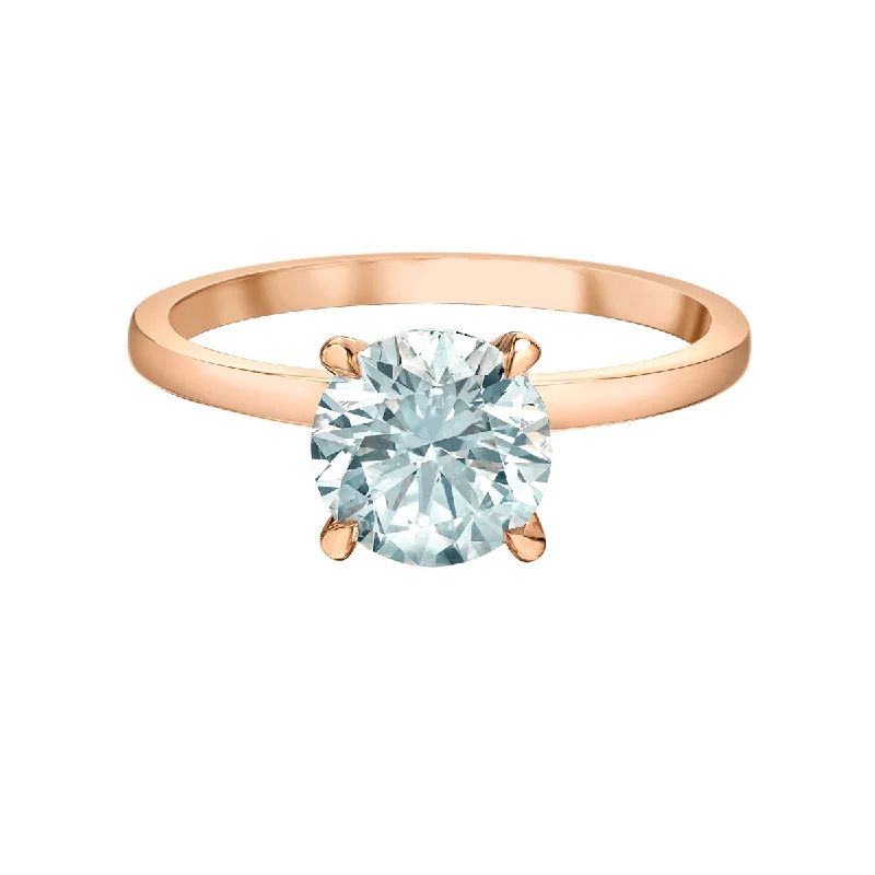 Custom diamond engagement rings-14kt Rose Gold 1.06cttw Round Canadian Diamond Solitaire Engagement Ring