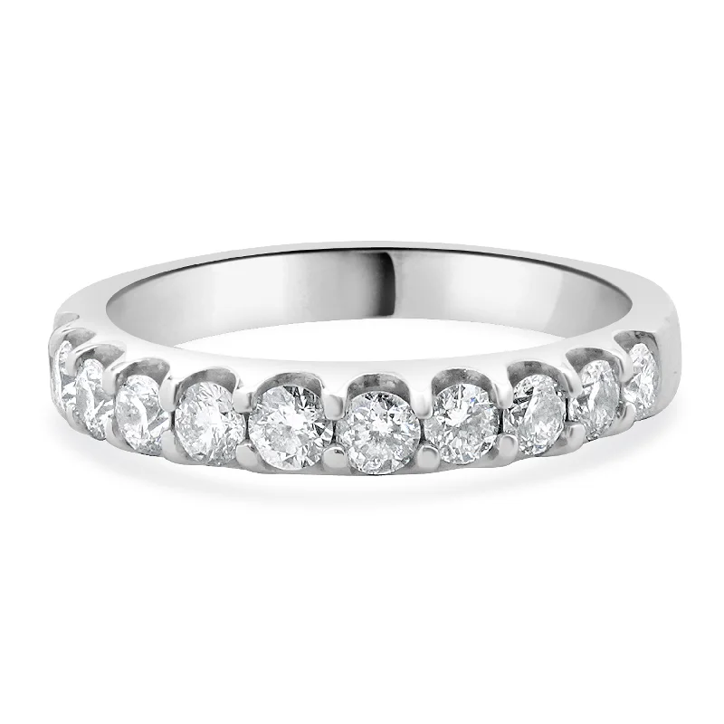 Simple and elegant engagement rings-14 Karat White Gold Diamond Band