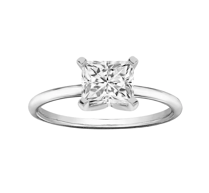 Vintage engagement rings with filigree-10kt White Gold 1.00ct Lab-Grown Princess Cut Solitaire Diamond Engagement Ring