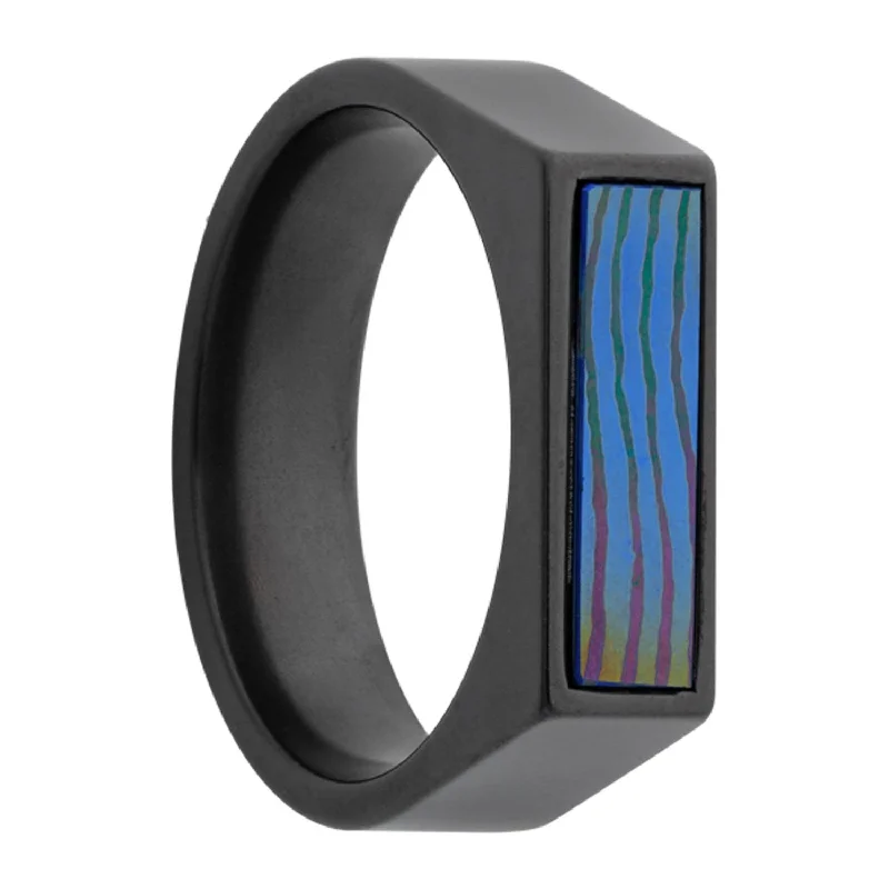 Women’s statement rings with bold colors-Moku-Ti Zirconium Signet Ring