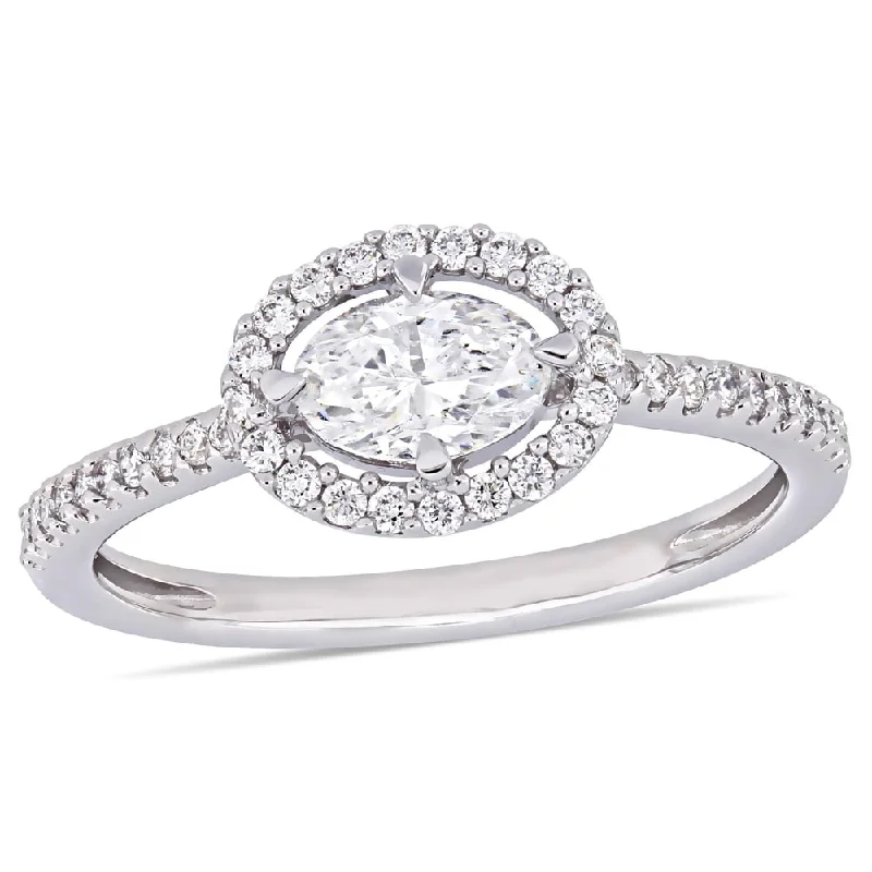 Unique engagement rings with intricate designs-Miadora 14k White Gold 3/4ct TDW Diamond Oval and Round-Cut Floating Halo Engagement Ring