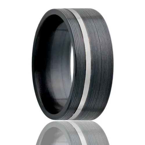 Affordable rings for women with intricate designs-Platinum Inlaid Zirconium Wedding Band