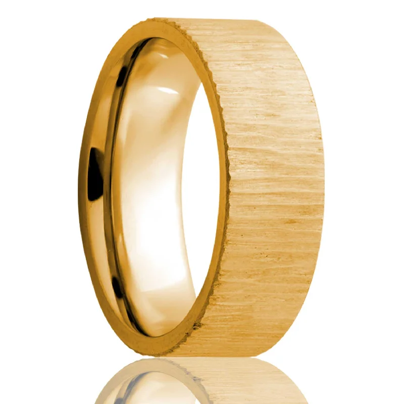 Women’s fashion rings with metal bands-Treebark 10k Yellow Gold Wedding Band