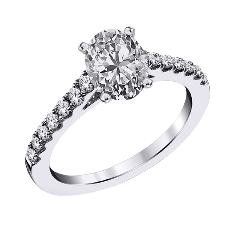 Affordable engagement rings for brides-14kt White Gold 1.30cttw Lab-Grown Oval Diamond Engagement Ring