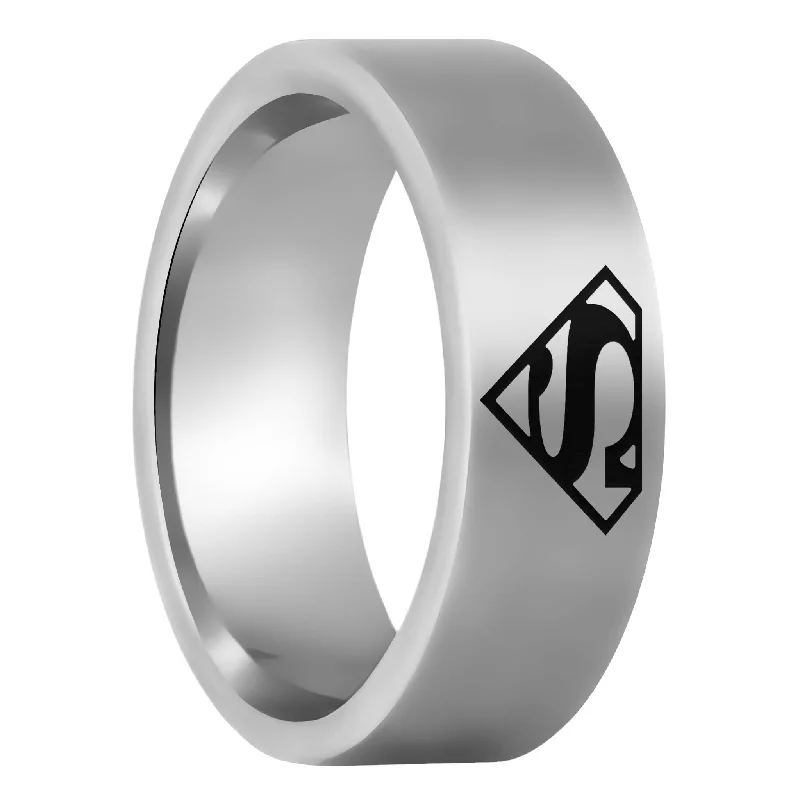 Custom rings with your birthstone-Superman Tungsten Men's Wedding Band