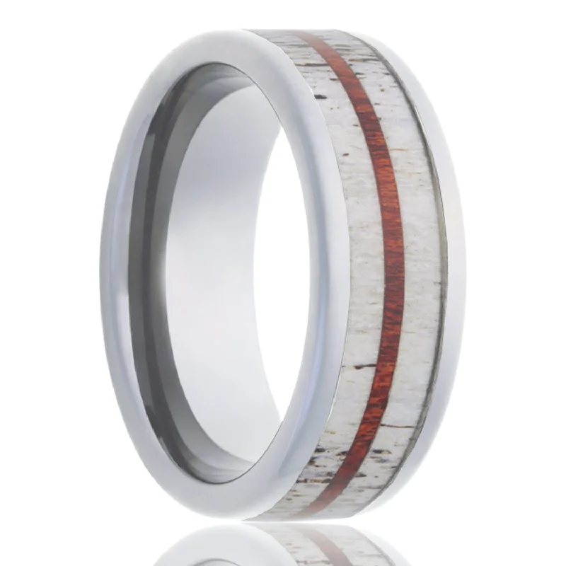 Gold-plated rings for women-Blood Wood Inlaid Cobalt Wedding Band