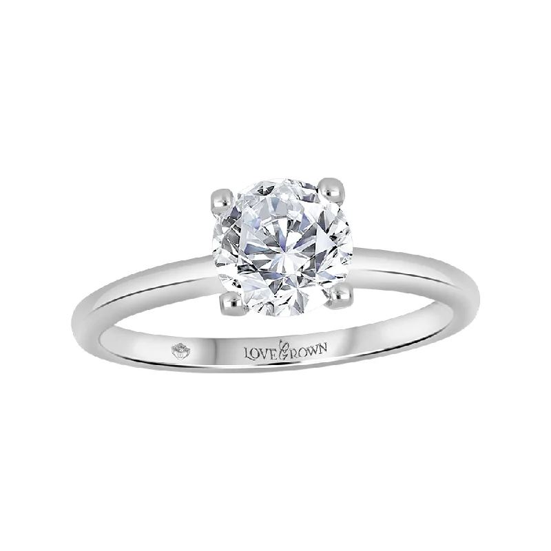 Minimalist engagement rings for women-Sterling Silver 1.00ct Lab-Grown Round Diamond Engagement Ring