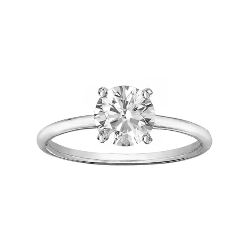 Women’s engagement rings with mixed metals-14kt White Gold 0.74ct Natural Round Diamond Engagement Ring