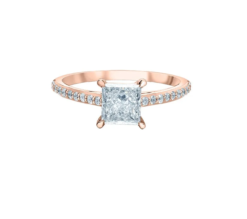 Custom engagement rings for women-14kt Rose Gold 1.11cttw Princess Cut Engagement Ring