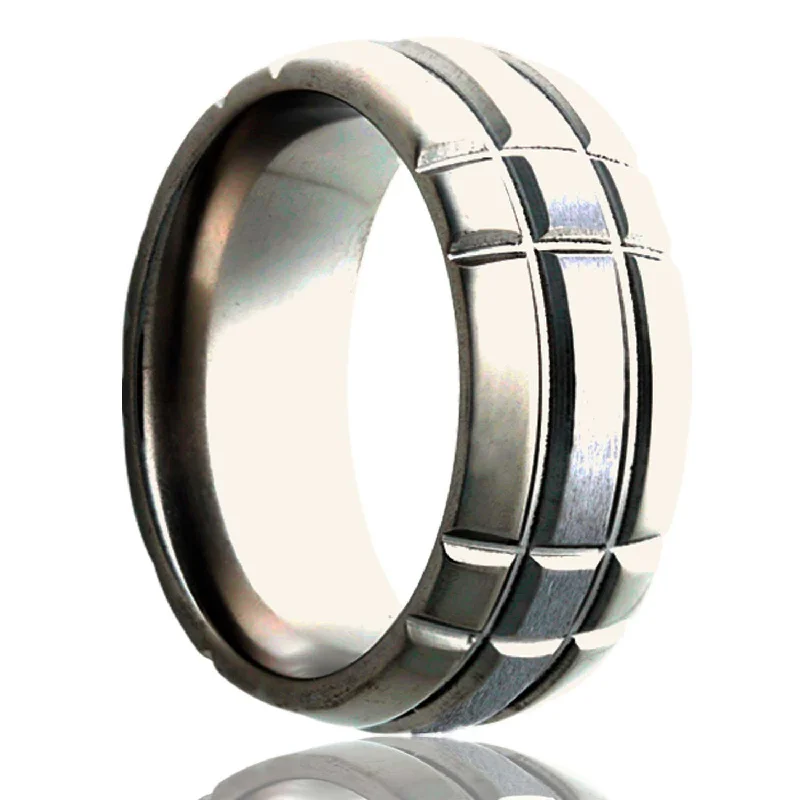 Women’s rings with crystal designs-Intersecting Grooves Domed Satin Finish Cobalt Wedding Band