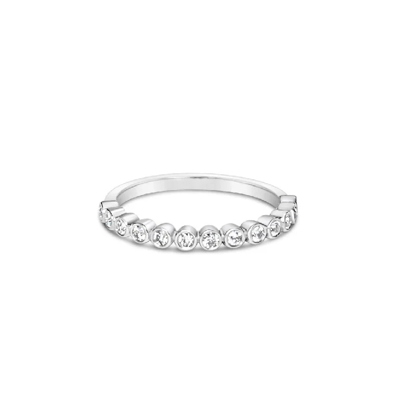 Unique engagement rings for women-BERTOLLE || half-eternity bezel diamond band