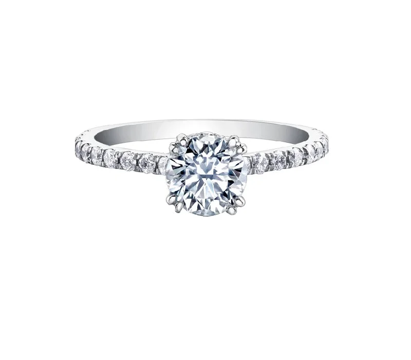 Unique engagement rings with geometric shapes-18kt White Gold 0.78cttw Canadian Diamond Center Engagement Ring