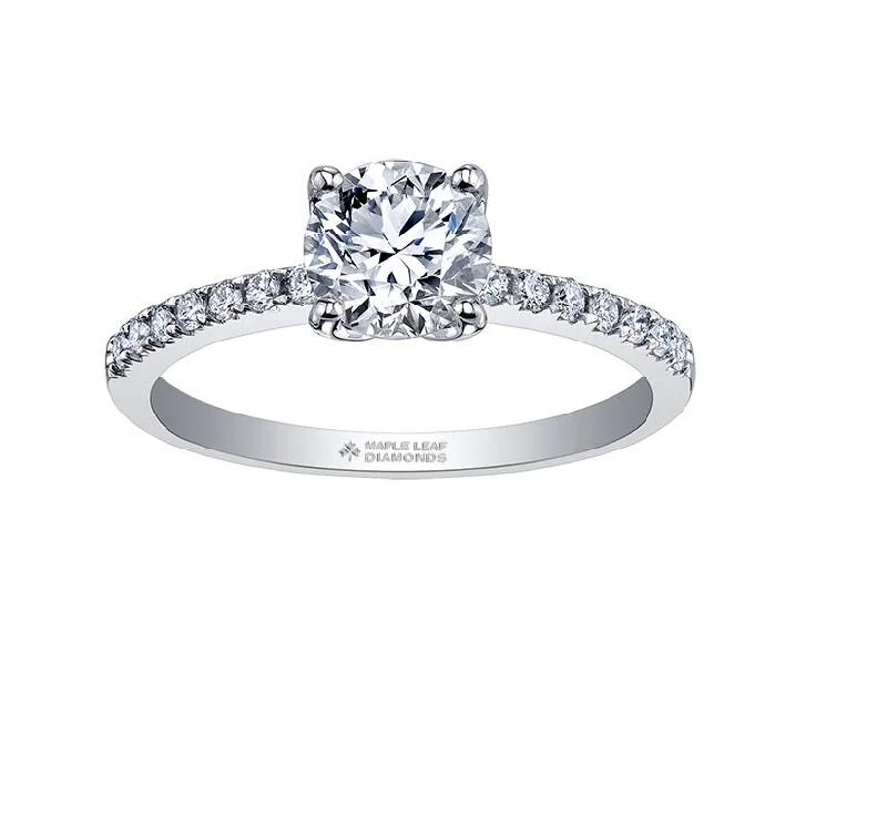 Engagement rings with baguette diamonds-18kt White Gold 0.67cttw Canadian Diamond Engagement Ring