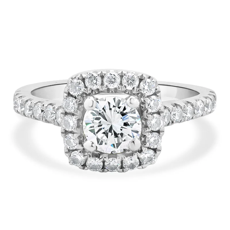 Women’s engagement rings with lab-grown diamonds-14 Karat White Gold Round Brilliant Cut Diamond Engagement Ring