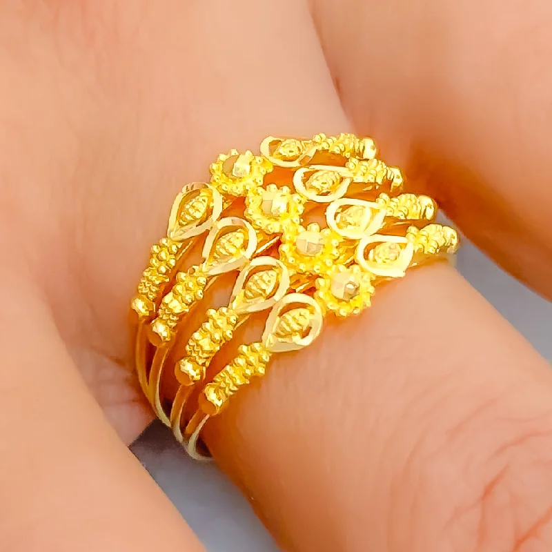 Chic stacking rings for women-Adorned Brilliant 22K Gold Ring