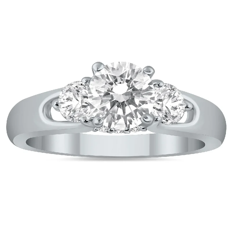 Modern engagement rings for women-1 Carat Tw Diamond Three Stone Engagement Ring In 14K White Gold