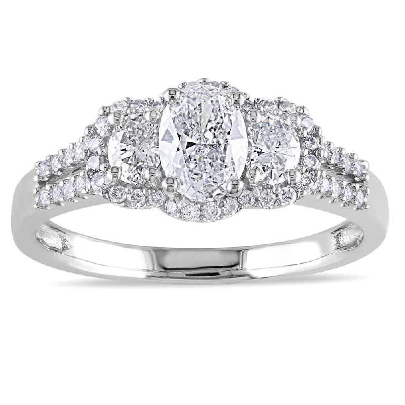 Modern engagement rings with sleek designs-Miadora Signature Collection 14k White Gold 1ct TDW Certified Oval-cut Diamond Engagement Ring