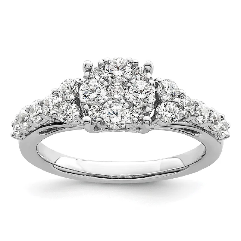 Diamond engagement rings with side stones-14k White Gold Lab Grown Diamond Engagement Ring 1Ct Clarity- VS Color- G-H