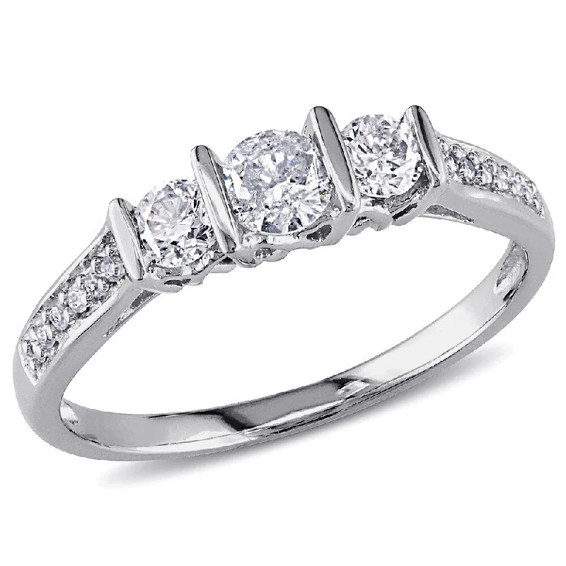 Engagement rings with the infinity symbol-Miadora 10k White Gold 1/2ct TDW Diamond 3-stone Engagement Ring