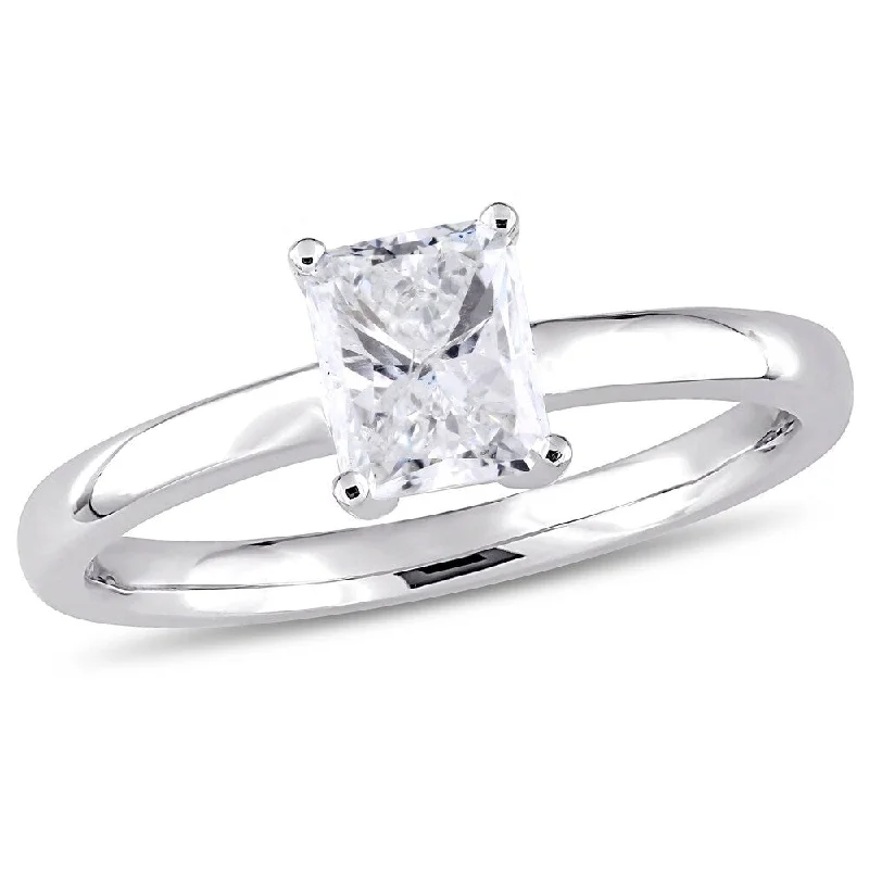 Stunning diamond engagement rings-Miadora Signature Collection 14k White Gold 1ct TDW Radiant-Cut Diamond Solitaire Engagement Ring