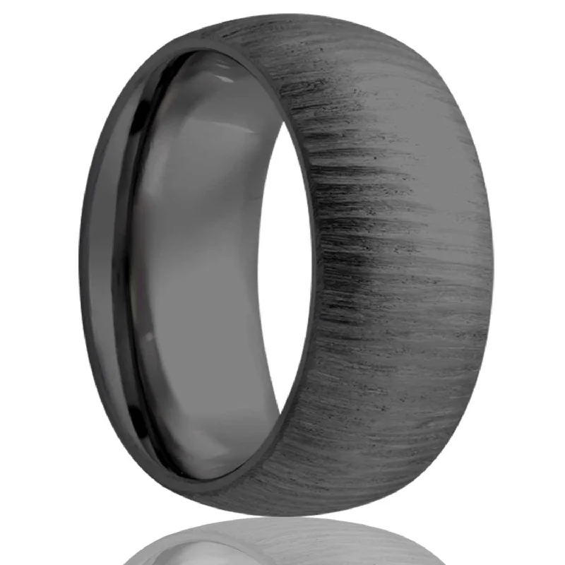 Affordable diamond rings for everyday wear-Treebark Domed Zirconium Wedding Band