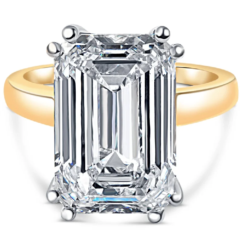 Elegant wedding and engagement ring sets-Certified 11.78CT Emerald Cut Diamond Engagement Ring 14k Gold Lab Grown